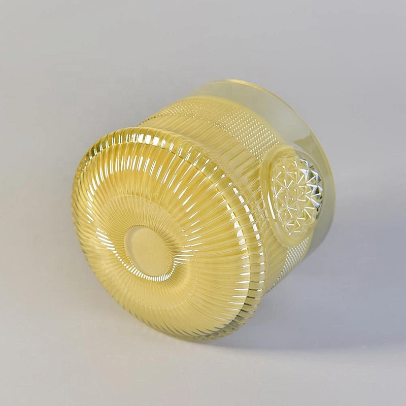 10oz Luxury custom yellow crystal candle glass jar for home decor