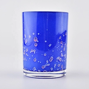 Luxury blue glass jar candle container 10oz