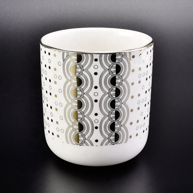 Wholesale Ceramic Candle Holder Wave Dots Pattern Metallic Designs Home Decoration