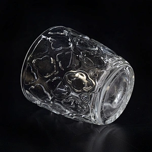 Transparent embossed Glass Candle tumblers