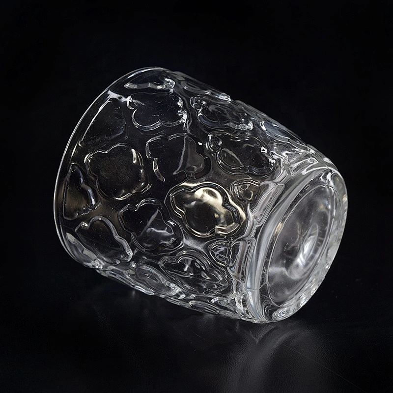 Transparent embossed Glass Candle tumblers