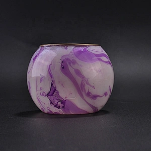 Ball glass candle jars with gold rim blue purple home decoration wholesales