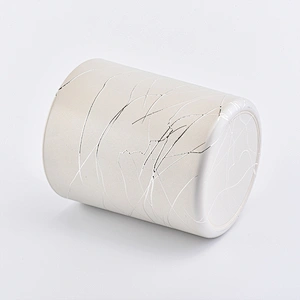 silver electroplating cylinder glass candle jar, unique 12 oz glass candle jar home decor