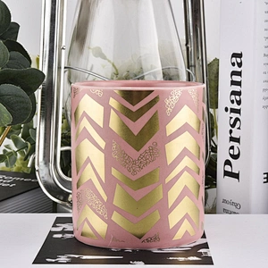 Wholesales 8oz 10oz custom logo pink porcelain ceramic candle holders