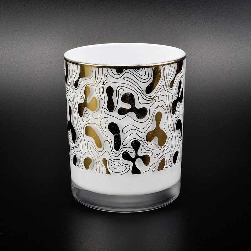 straight glass candle jars with white sprayed inside