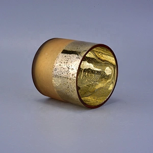 Mercury Gold Glass Votive Candle Holders Matte Gold Dipped Base Home Decor Pieces