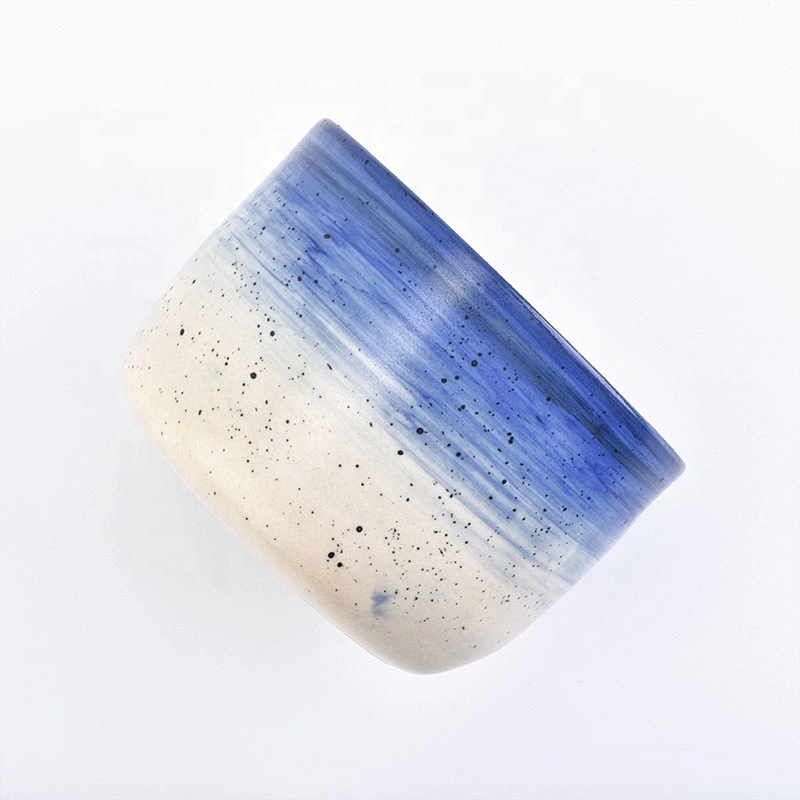 Round handmade painting ceramic candle containers votive scented candle holders wedding decor