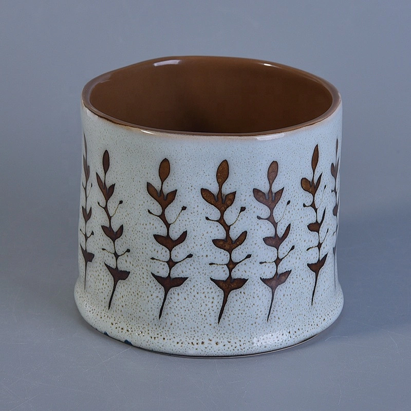 Vintage hand painting ceramic candle containers votive candle vessel home decoration in bulk