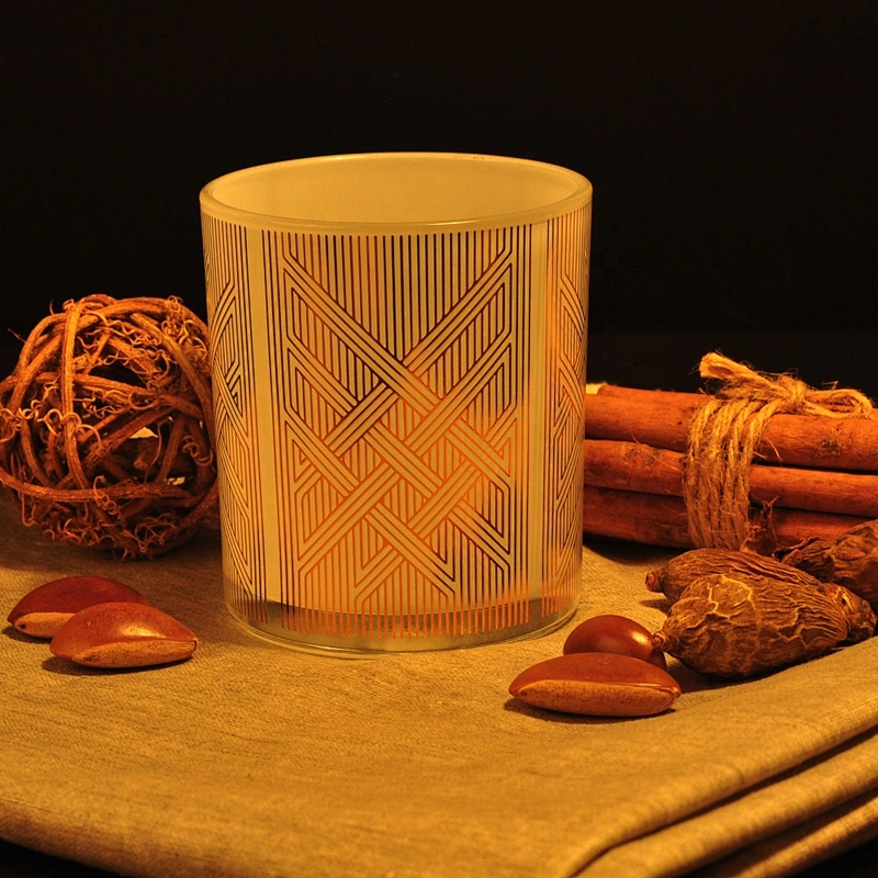 Engraving white custom glass candle holder supplier
