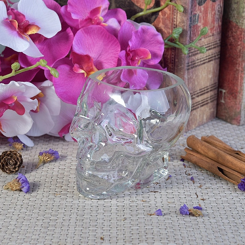 His glass candle holder human head skeleton home decoration wholesale