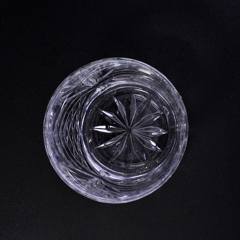 Clear leaves engraved glass candle holders wholesale for home decoration