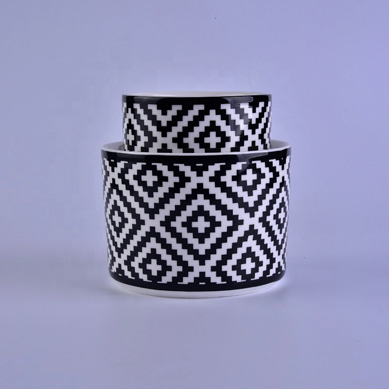 luxury soy wax modern black ceramic candle jars round