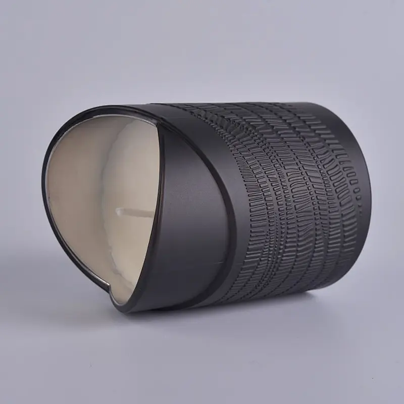 unique glass candle holder in heart shape black candle jar electroplated