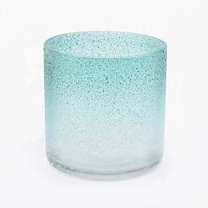 Wholesale luxury empty spraying blue glass candle tumblers holder