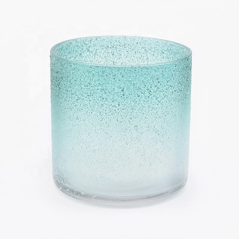 Wholesale luxury empty spraying blue glass candle tumblers holder