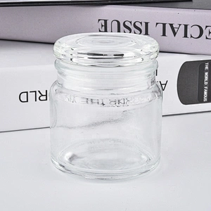 Clear crystal glass candle container with lid