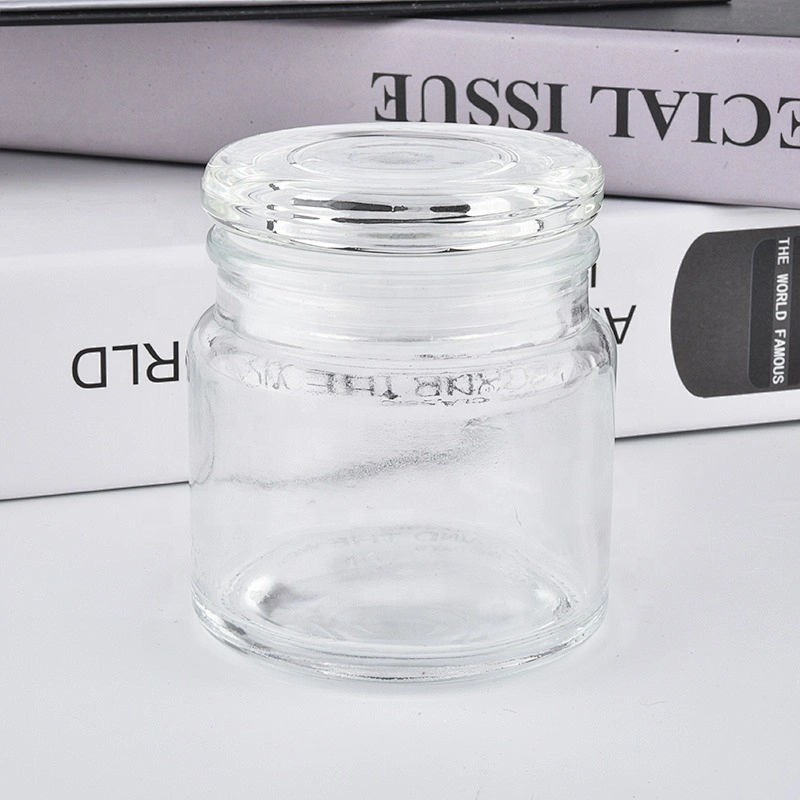 Clear crystal glass candle container with lid