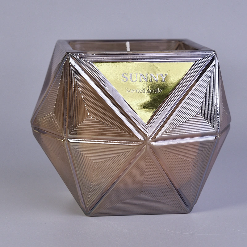 10oz 12oz 14oz Sunny scented Luxury Hexagon custom glass candle jar