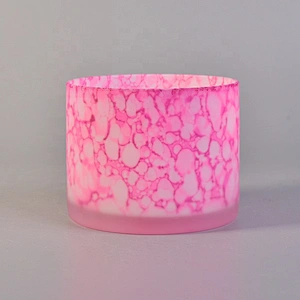 Decorative pink frosted glass votives candle jars wholesale wedding centerpieces
