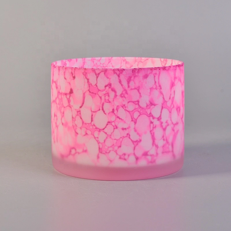 Decorative pink frosted glass votives candle jars wholesale wedding centerpieces