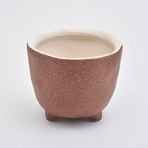 unique candle vessels, gravel surface ceramic container 8 oz