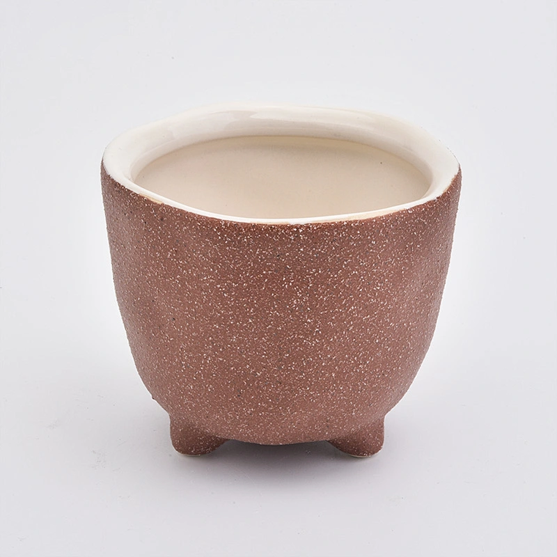 unique candle vessels, gravel surface ceramic container 8 oz