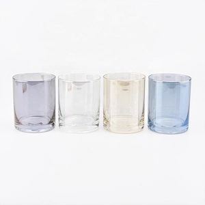 Wholesale cylinder glass candle  holders multi colors home decoration