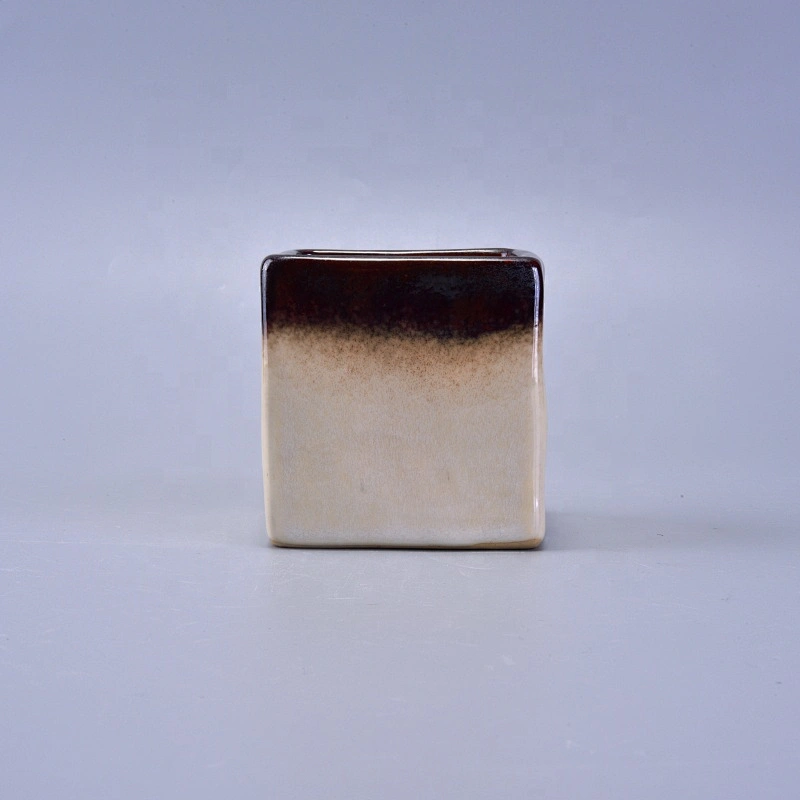 Square ceramic candle jars for home decor