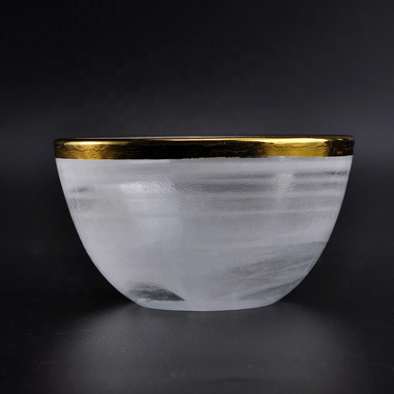 Thin white smoke glass candle holders with gold rim home decoration wholesale