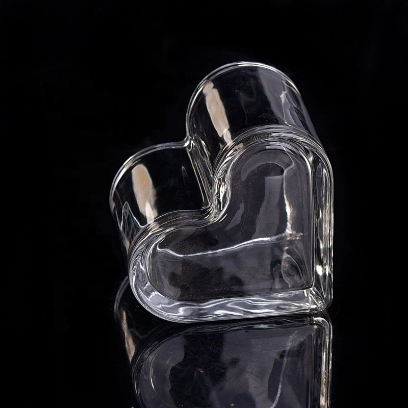 Wholesales Heart Candle Jars Glass Valentine Candle Holders Home Decoration