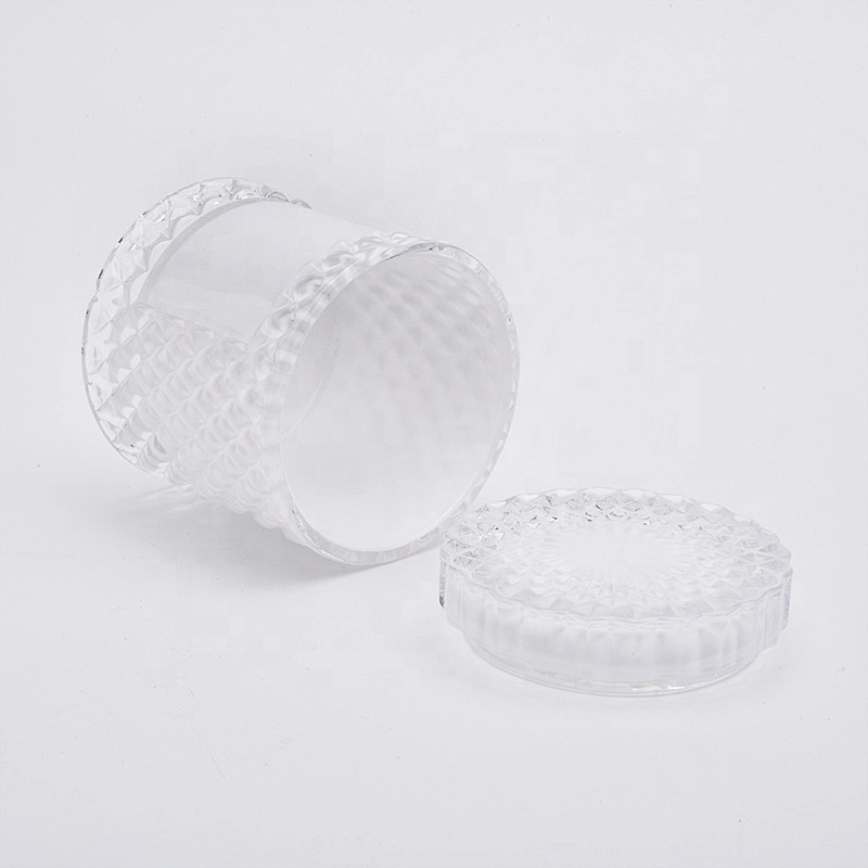 9oz White Glass Candle Vessels with Glass Lids Home Decor Wholesales