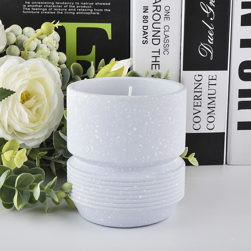 Wholesales custom blue cement concrete candle jars home decoration