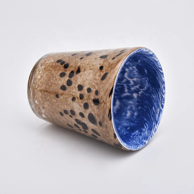 9oz Leopard Print Glass Votive Candle Holders Soy Wax Jar Home Decor Wholesales