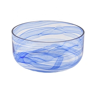wide glass jars with marble decoration