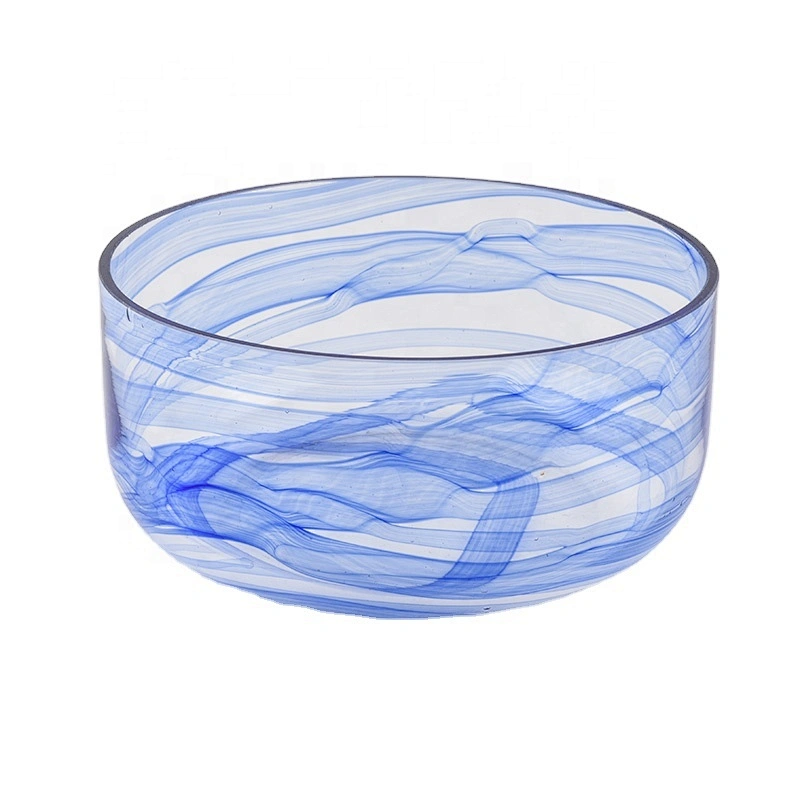 wide glass jars with marble decoration