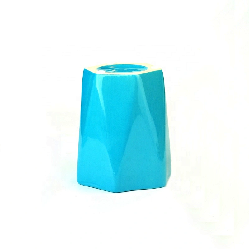 Wholesales geometric blue ceramic candle tumbler