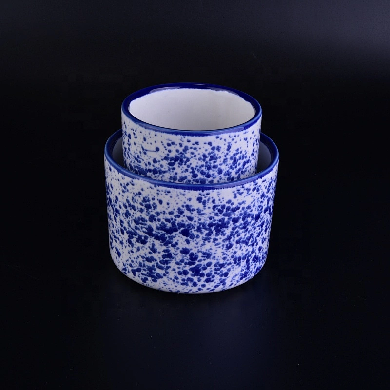 Round vintage terrazzo ceramic candle jars for home decor