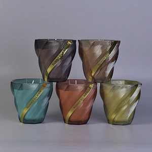 10oz 12oz 14oz Sunny design Luxury spiral colored glass candle jars wholesale