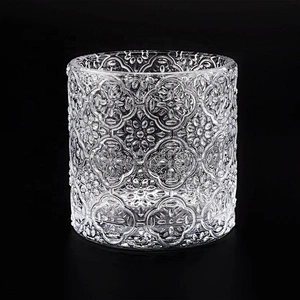 Luxury embossed glass votive candle holder home decor in bulk