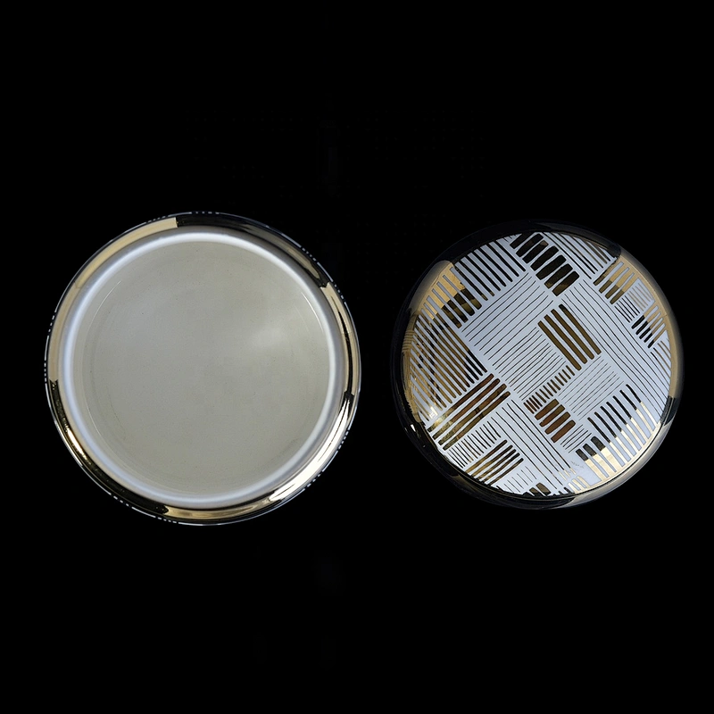 6oz 8oz Wholesales custom gold ceramic candle jars with lid cover
