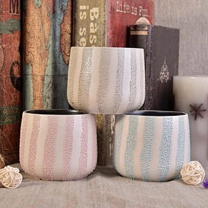Empty hand printing glazed ceramic candle vessel tealight scented candle holders home decoration use