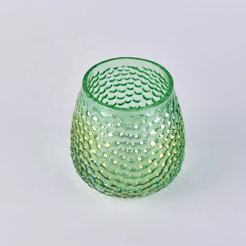 Antique green custom candle container votive glass candle vessel home decor factory