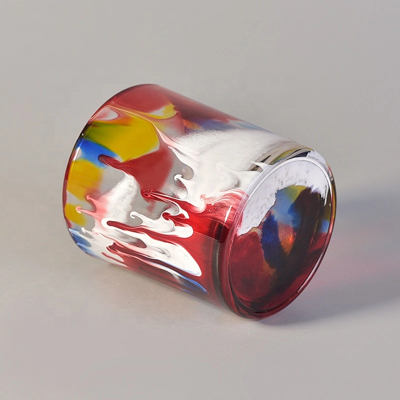 Cylinder customized printing candle container votive glass candle holder home decor wholesale