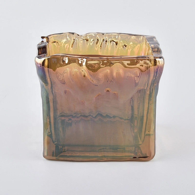 11oz handmade square amber glass candle holders