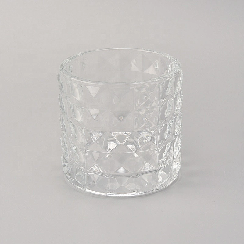 Clear diamond glass candle jars wholesale for home decoration