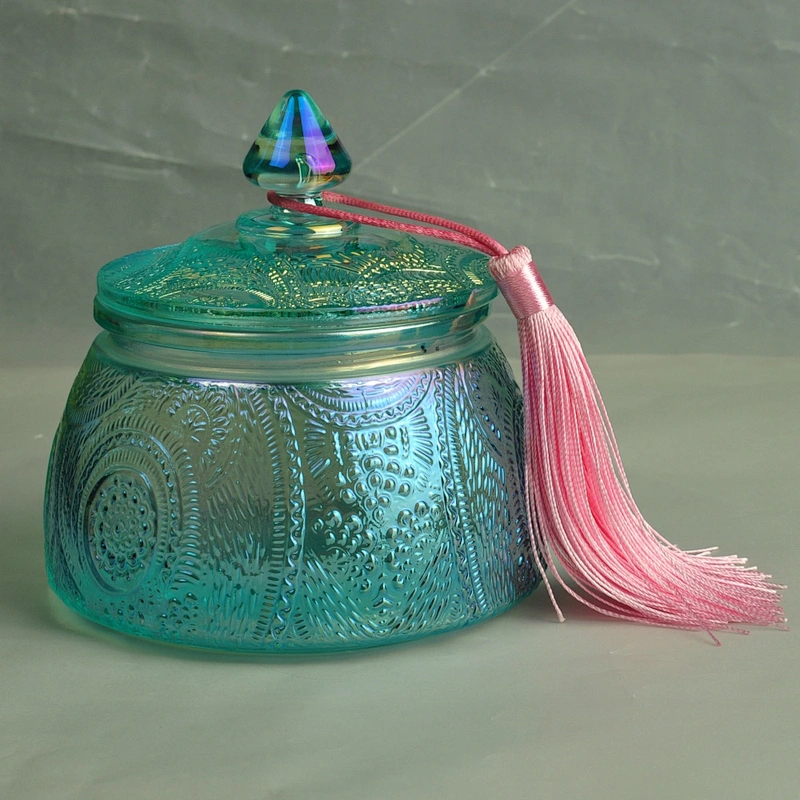 Unique patent design luxury glass candle holders with lid