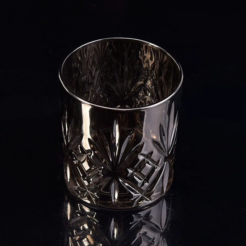 Luxury embossed candle jar glass tealight candle holder wholesales