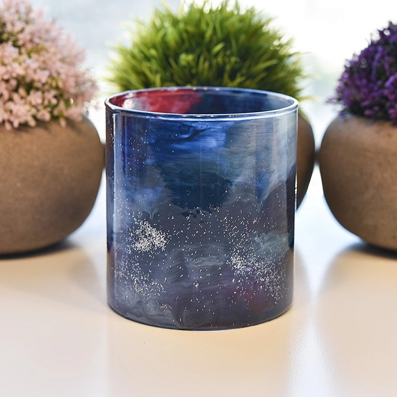 Colorful sky customized candle vessel glass candle holder wedding decor in bulk