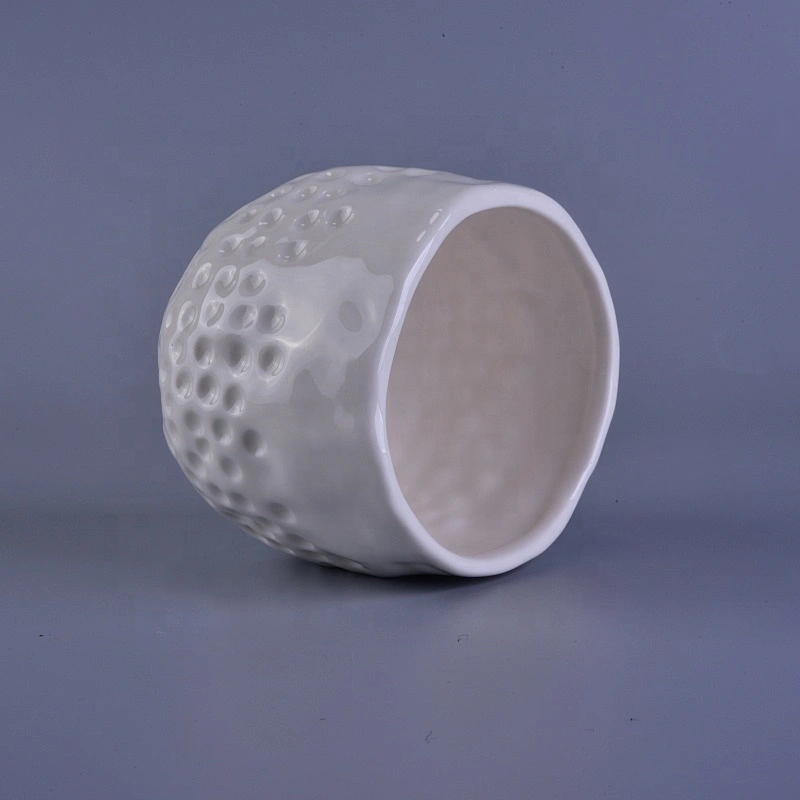 Customized decorative white ceramic candle jars 6oz 8oz 10oz