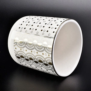 Wholesale Ceramic Candle Holder Wave Dots Pattern Metallic Designs Home Decoration